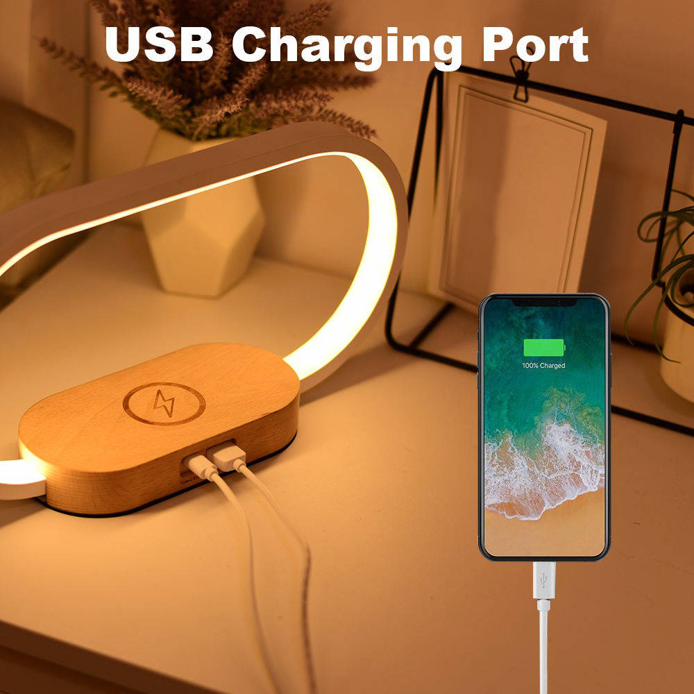 Wireless Charging Alarm Clock with Dimmable Night Light