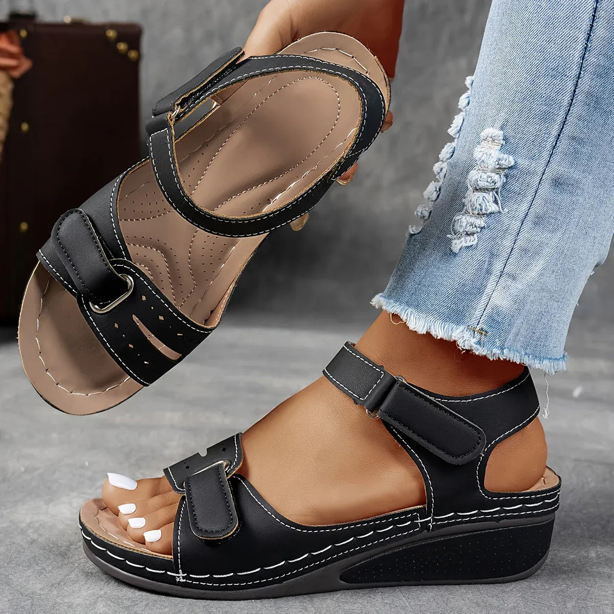 Orthopedic Strap Sandals - Comfortable Low Heel Summer Dress Shoes