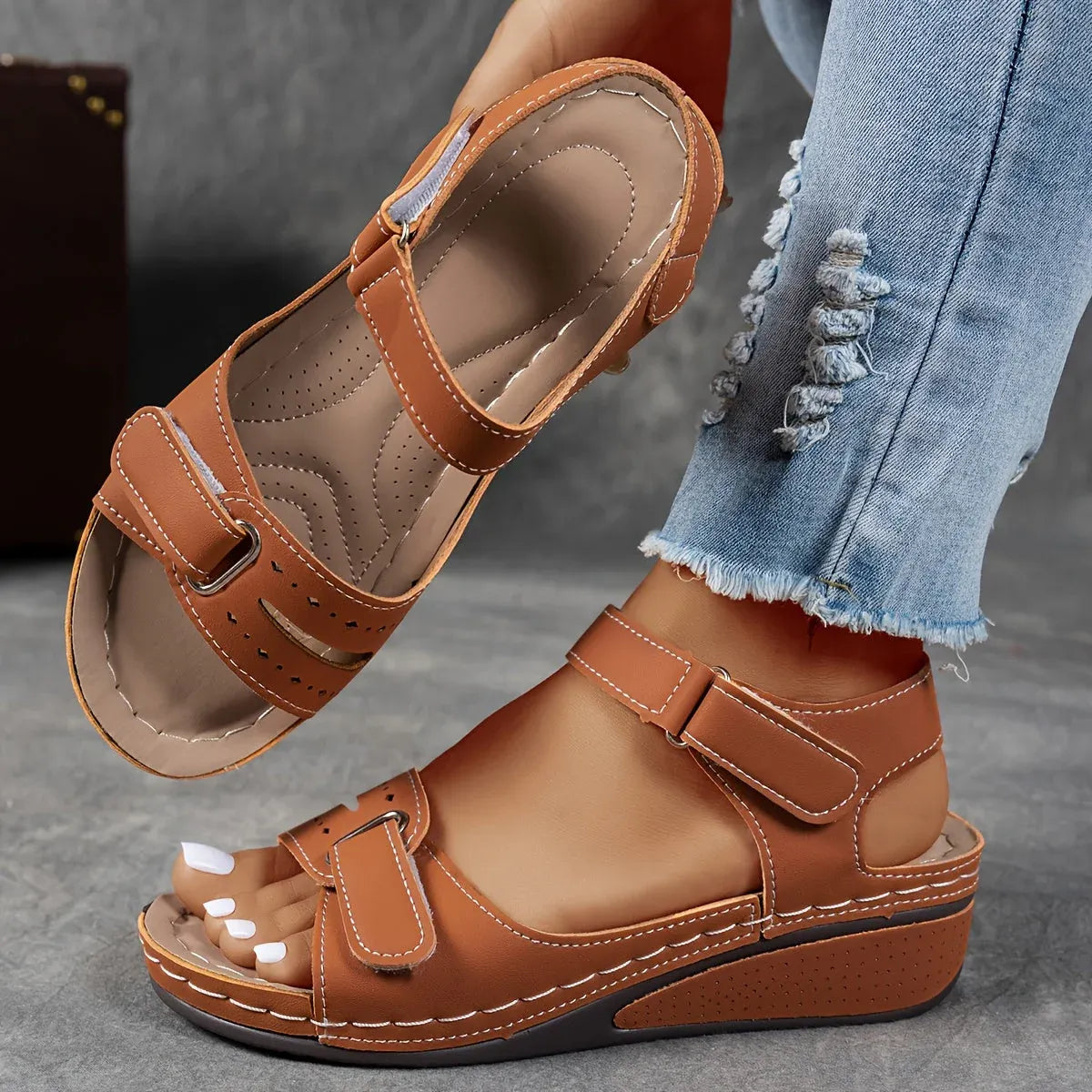 Orthopedic Strap Sandals - Comfortable Low Heel Summer Dress Shoes