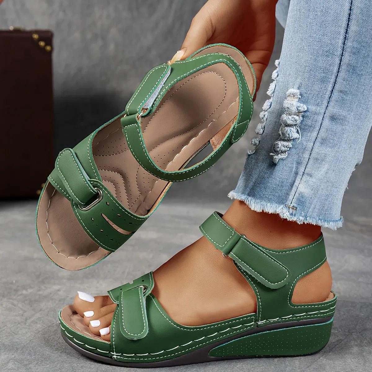 Orthopedic Strap Sandals - Comfortable Low Heel Summer Dress Shoes