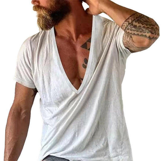 Men’s Deep V-Neck Cotton T-Shirt