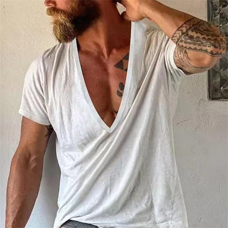 Men’s Deep V-Neck Cotton T-Shirt