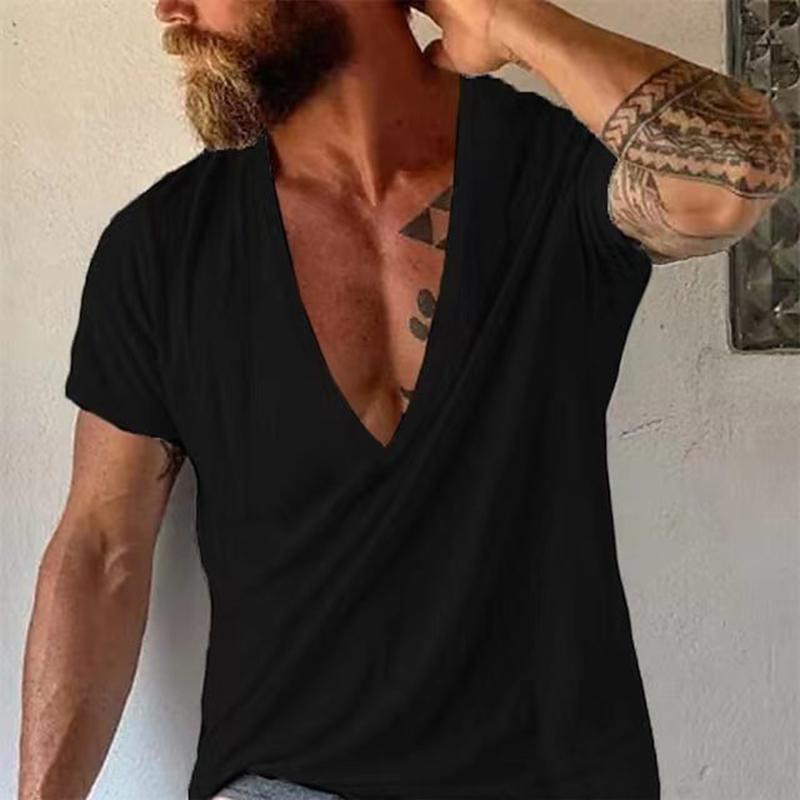 Men’s Deep V-Neck Cotton T-Shirt