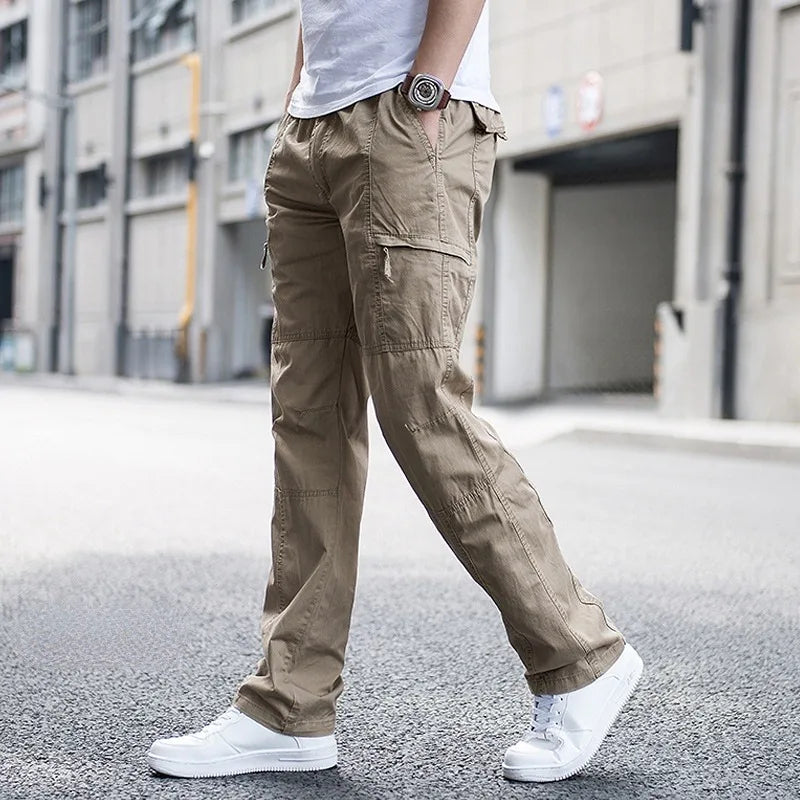 Men’s Cargo Pants with Elastic Waist and Utility Pockets