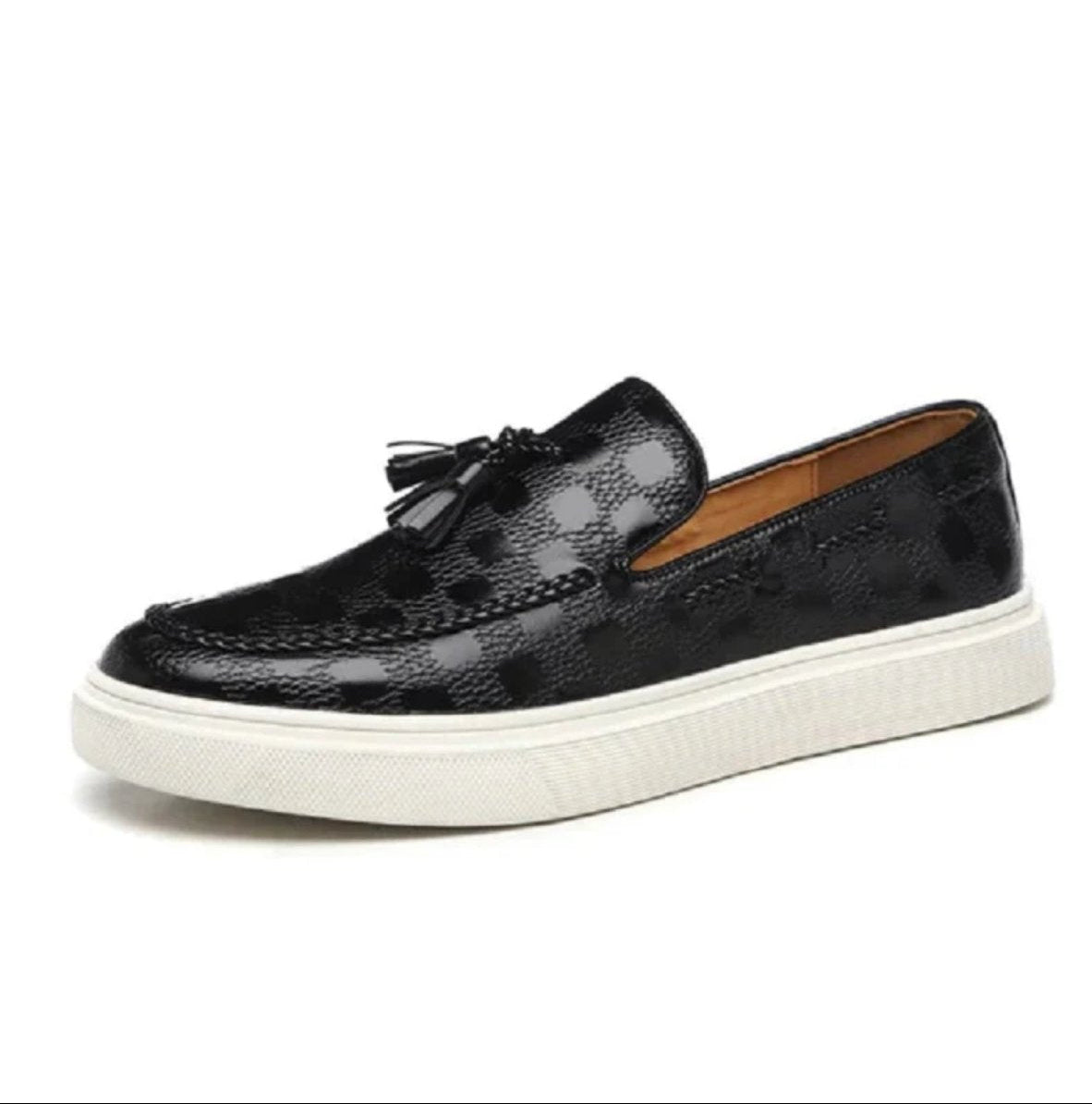 Men’s Embossed Leather Tassel Loafers – Classic Luxury Style