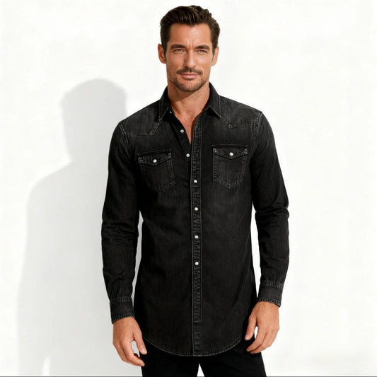 Men’s Denim Shirt – Slim Fit Western Style Premium Cotton Shirt