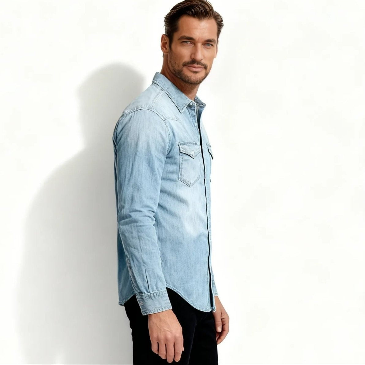 Men’s Denim Shirt – Slim Fit Western Style Premium Cotton Shirt
