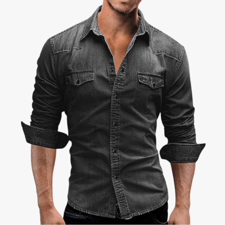 Men’s Denim Shirt – Slim Fit Western Style Premium Cotton Shirt
