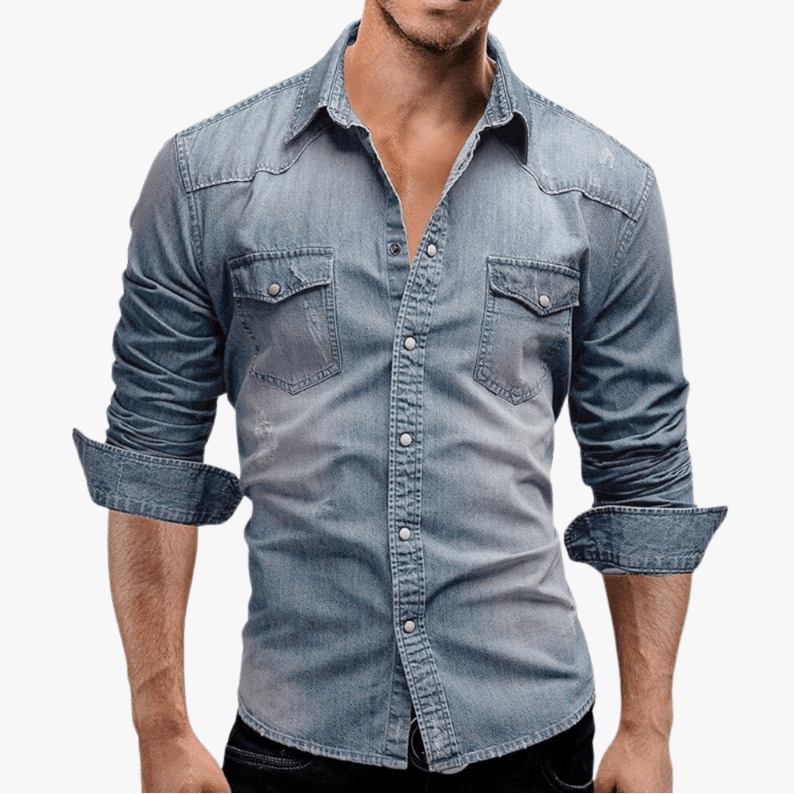 Men’s Denim Shirt – Slim Fit Western Style Premium Cotton Shirt