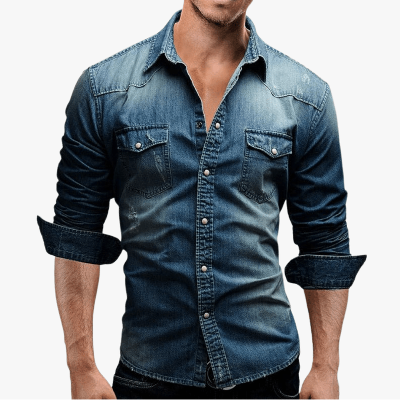 Men’s Denim Shirt – Slim Fit Western Style Premium Cotton Shirt