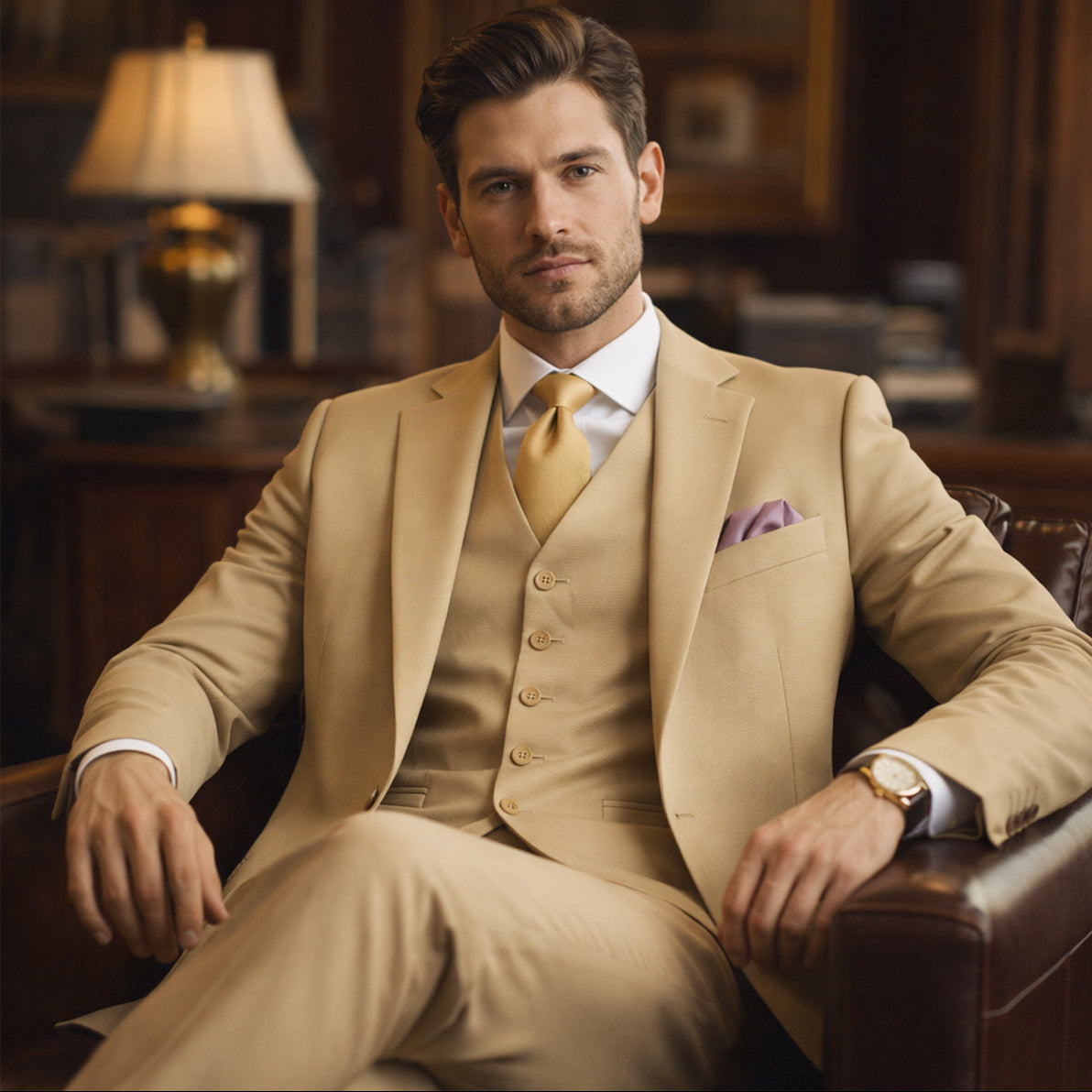 Men’s 3-Piece Slim Fit Suit – Blazer, Vest & Tailored Pants Set