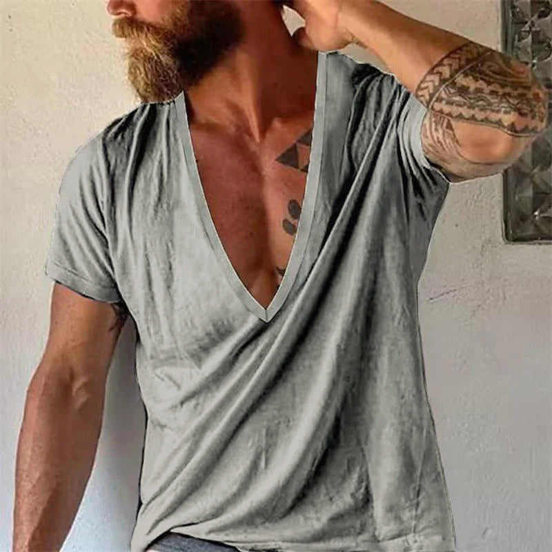 Men’s Deep V-Neck Cotton T-Shirt