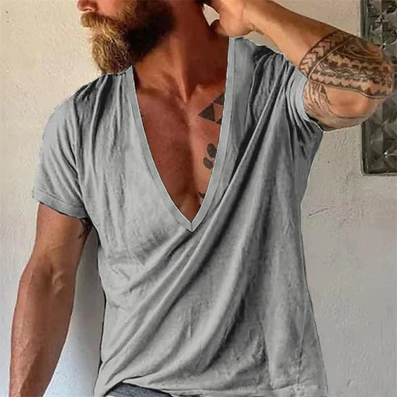 Men’s Deep V-Neck Cotton T-Shirt