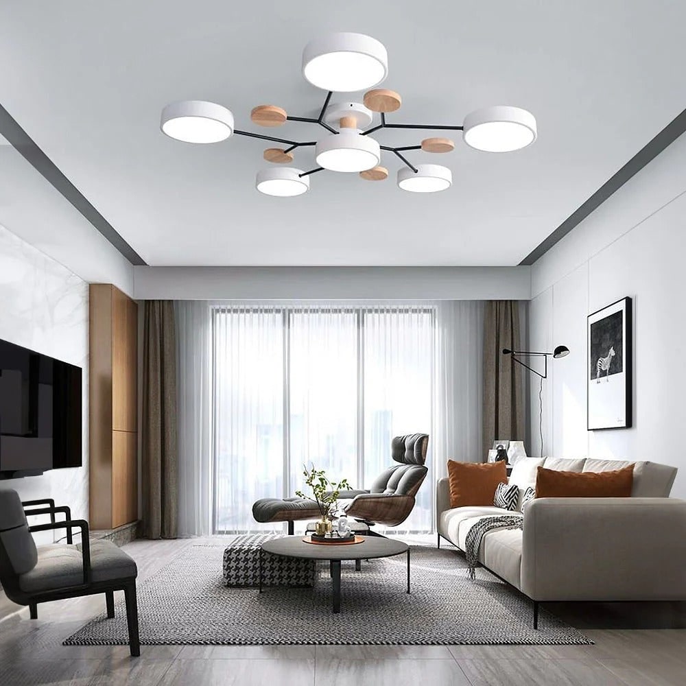 Modern Multi-Arm LED Semi-Flush Ceiling Light