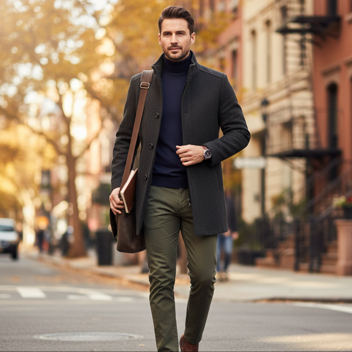 Men’s Classic Wool Winter Overcoat – Tailored Long Coat