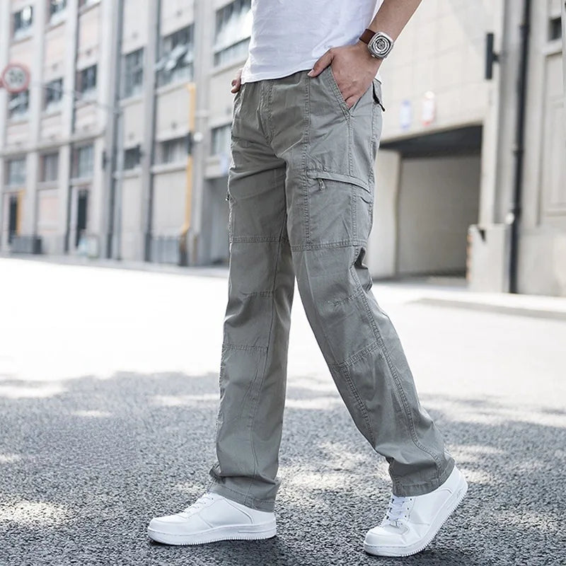 Men’s Cargo Pants with Elastic Waist and Utility Pockets