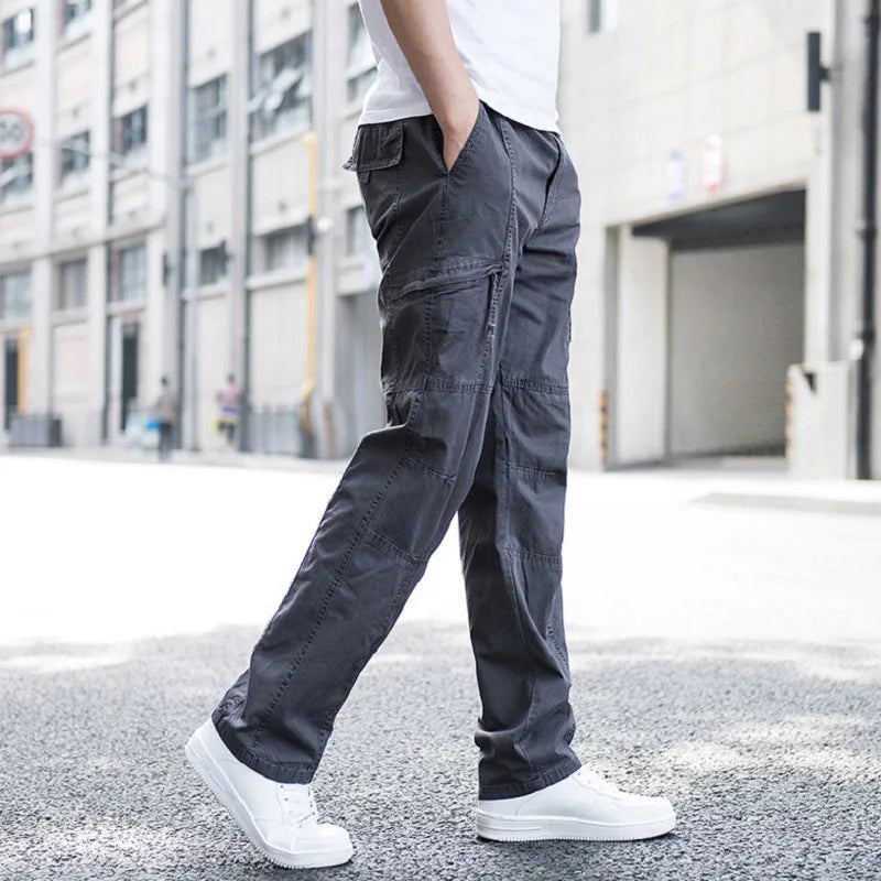 Men’s Cargo Pants with Elastic Waist and Utility Pockets