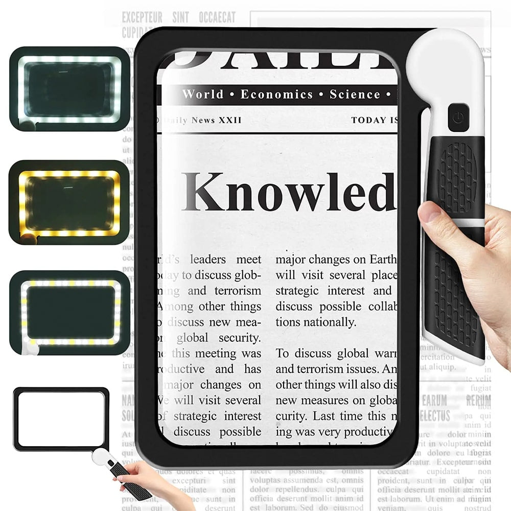 Handheld 5X LED Magnifying Glass - Foldable Rectangular Reading