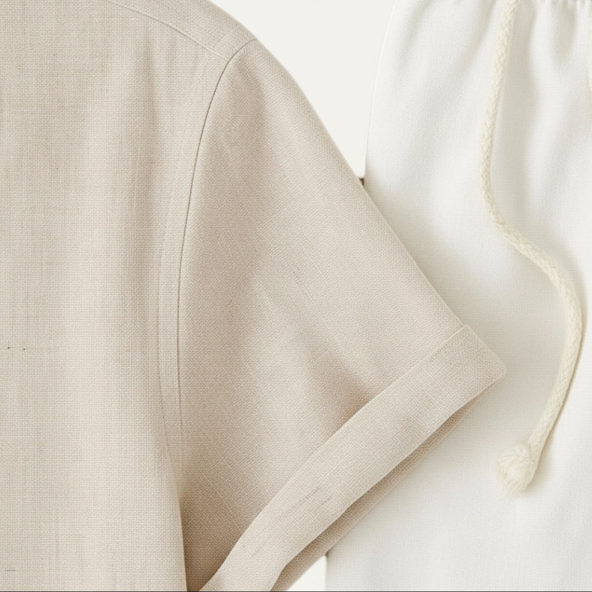 Men’s Linen Set – Short Sleeve Shirt & Drawstring Pants Summer Outfit