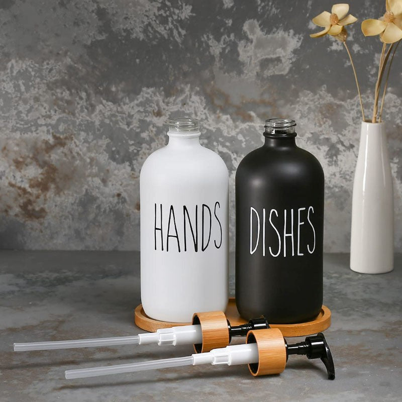 Hands & Dishes Soap Dispenser Set with Tray