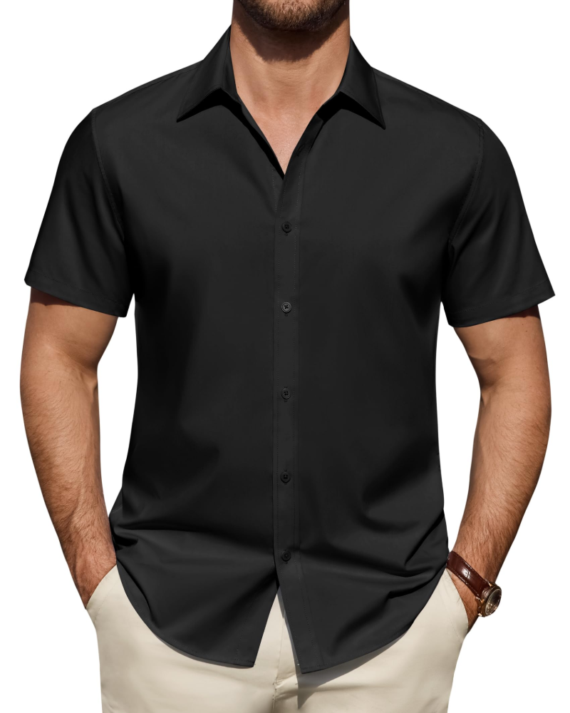 Men’s Textured Short Sleeve Button-Down Shirt