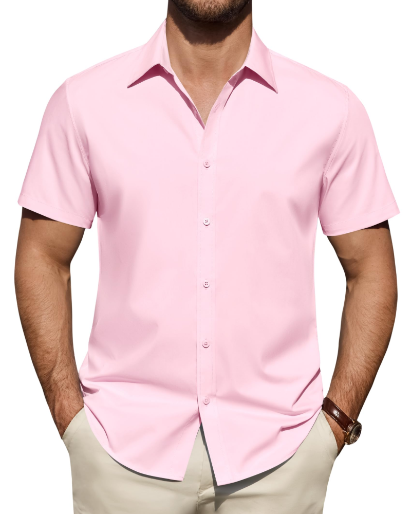 Men’s Textured Short Sleeve Button-Down Shirt
