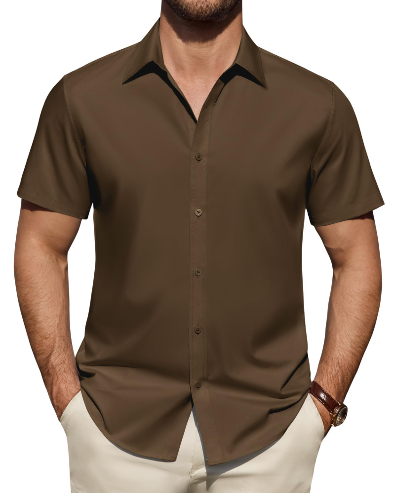 Men’s Textured Short Sleeve Button-Down Shirt
