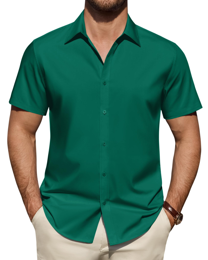 Men’s Textured Short Sleeve Button-Down Shirt