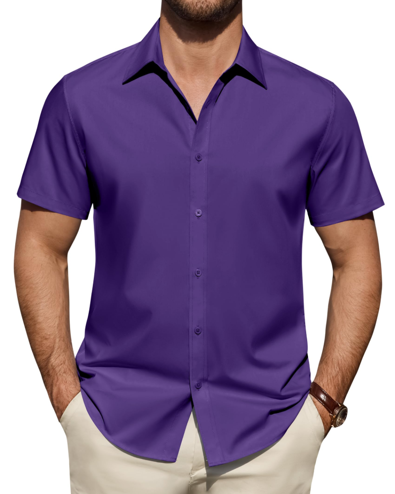 Men’s Textured Short Sleeve Button-Down Shirt