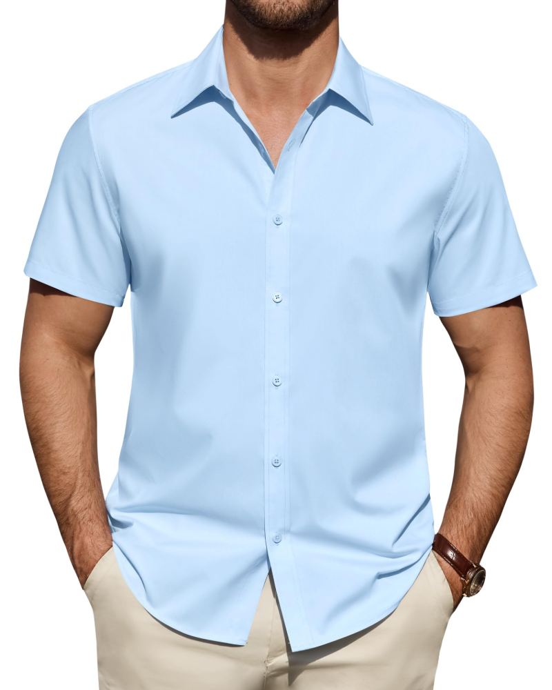Men’s Textured Short Sleeve Button-Down Shirt