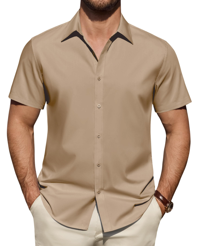 Men’s Textured Short Sleeve Button-Down Shirt