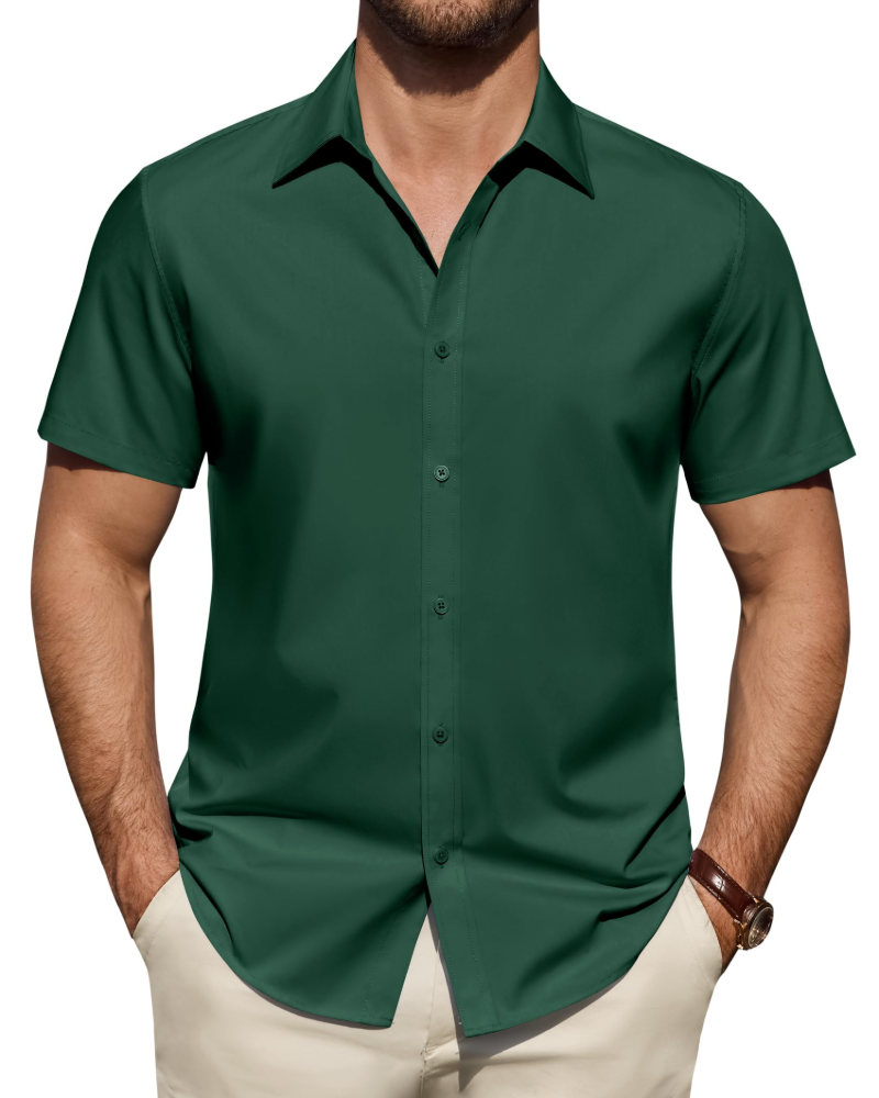 Men’s Textured Short Sleeve Button-Down Shirt
