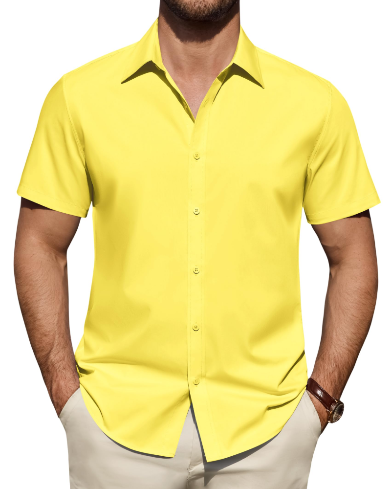 Men’s Textured Short Sleeve Button-Down Shirt