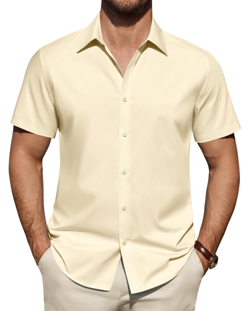 Men’s Textured Short Sleeve Button-Down Shirt