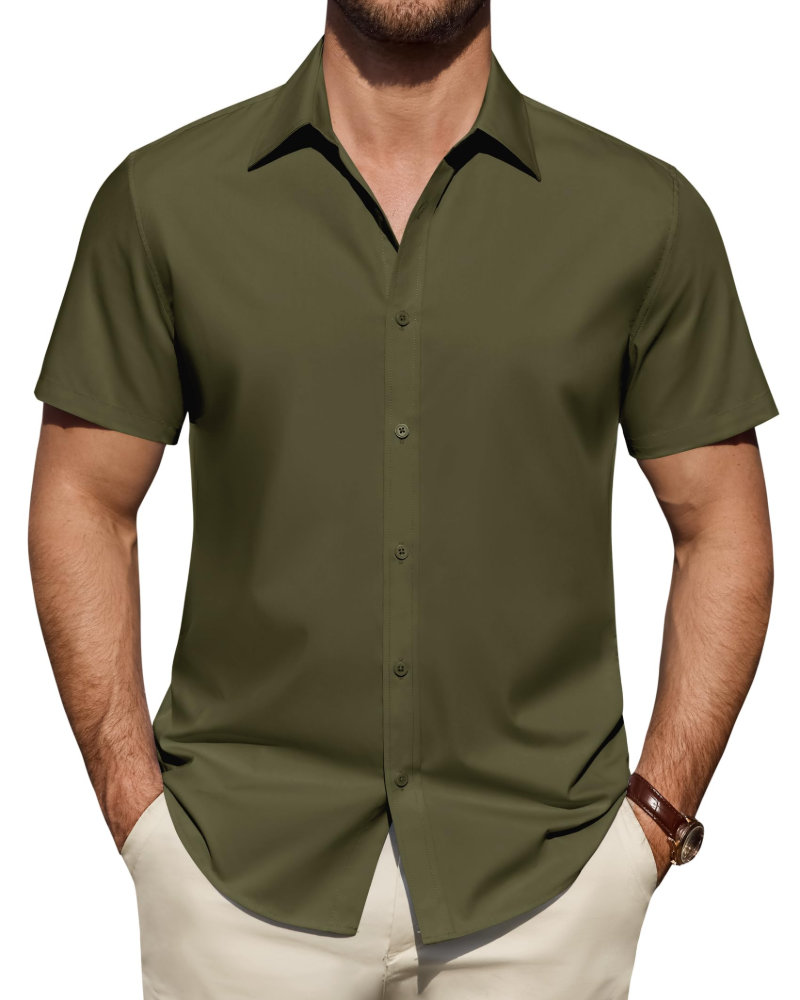 Men’s Textured Short Sleeve Button-Down Shirt