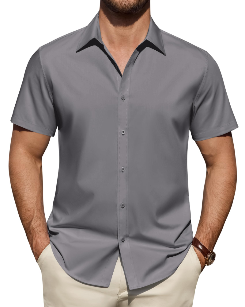 Men’s Textured Short Sleeve Button-Down Shirt