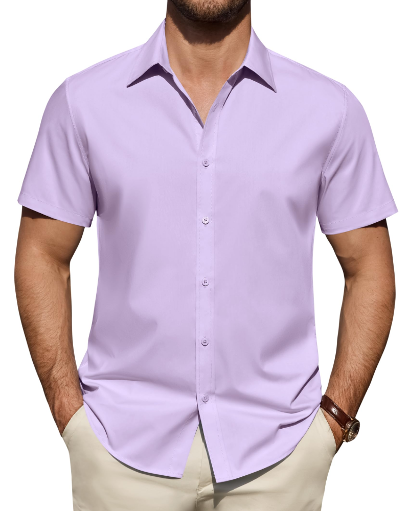 Men’s Textured Short Sleeve Button-Down Shirt