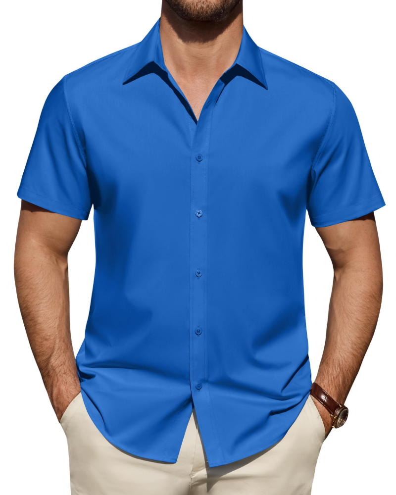Men’s Textured Short Sleeve Button-Down Shirt