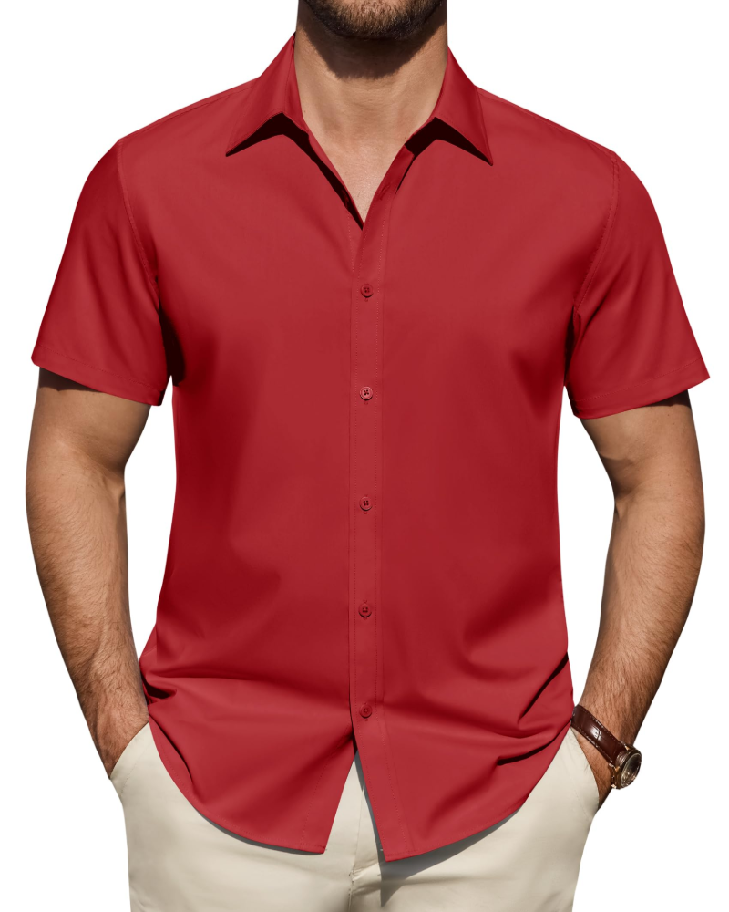 Men’s Textured Short Sleeve Button-Down Shirt