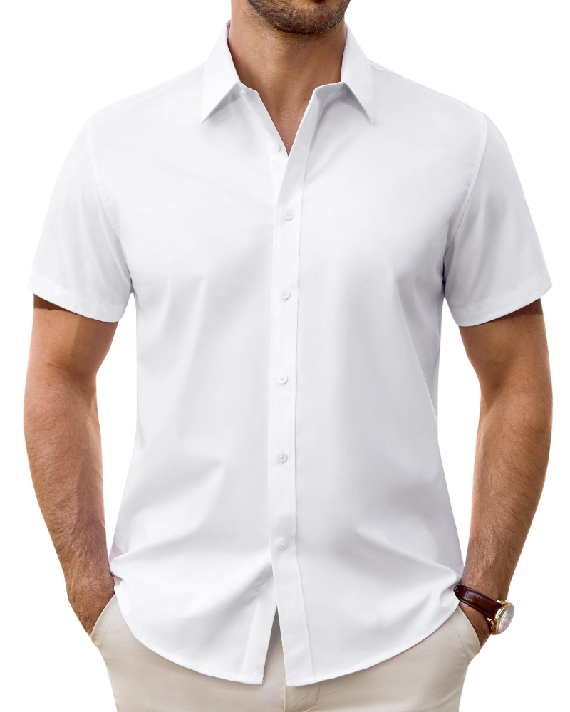 Men’s Textured Short Sleeve Button-Down Shirt