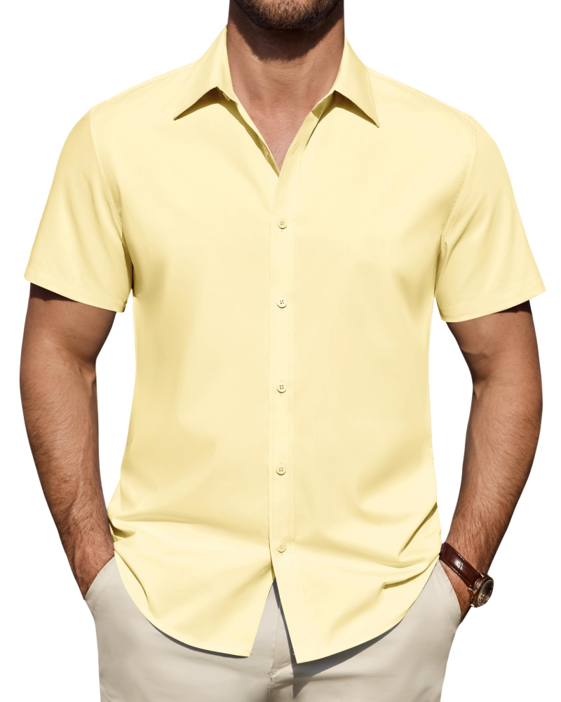 Men’s Textured Short Sleeve Button-Down Shirt