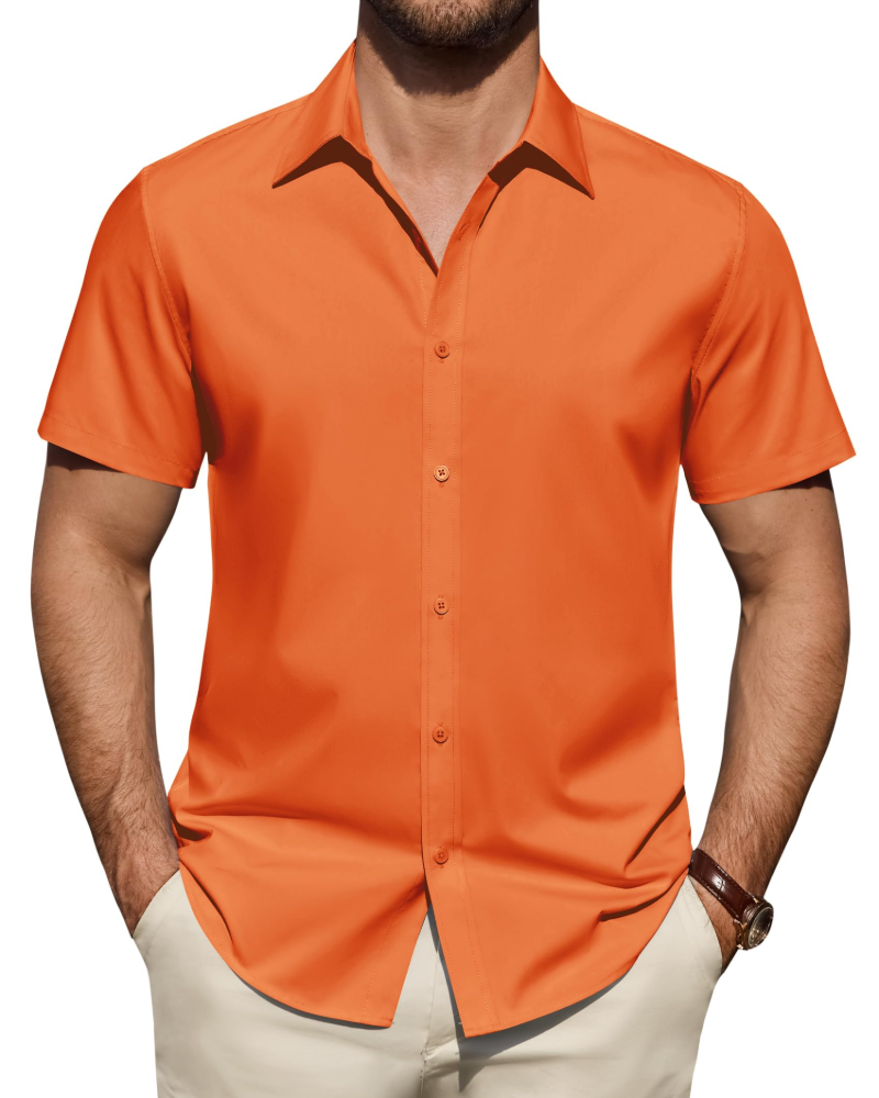 Men’s Textured Short Sleeve Button-Down Shirt
