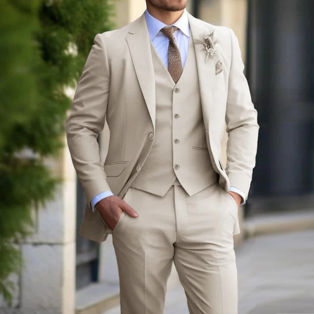Men's Slim Fit Three-Piece Suit – Blazer Vest & Pants