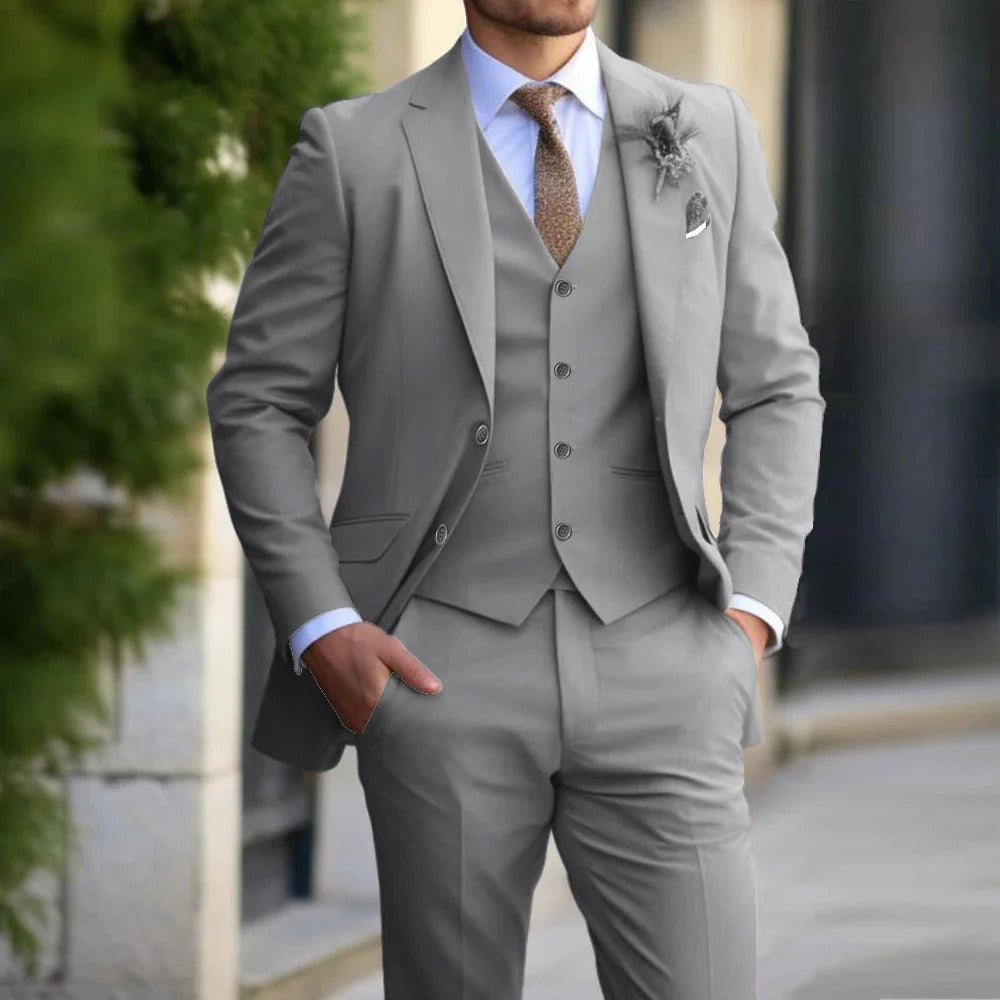 Men's Slim Fit Three-Piece Suit – Blazer Vest & Pants
