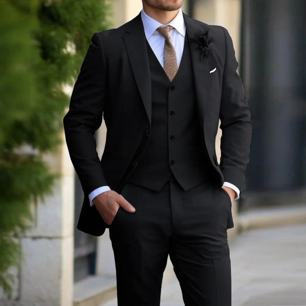 Men's Slim Fit Three-Piece Suit – Blazer Vest & Pants