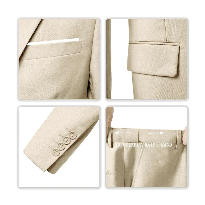 Men's Slim Fit Three-Piece Suit – Blazer Vest & Pants