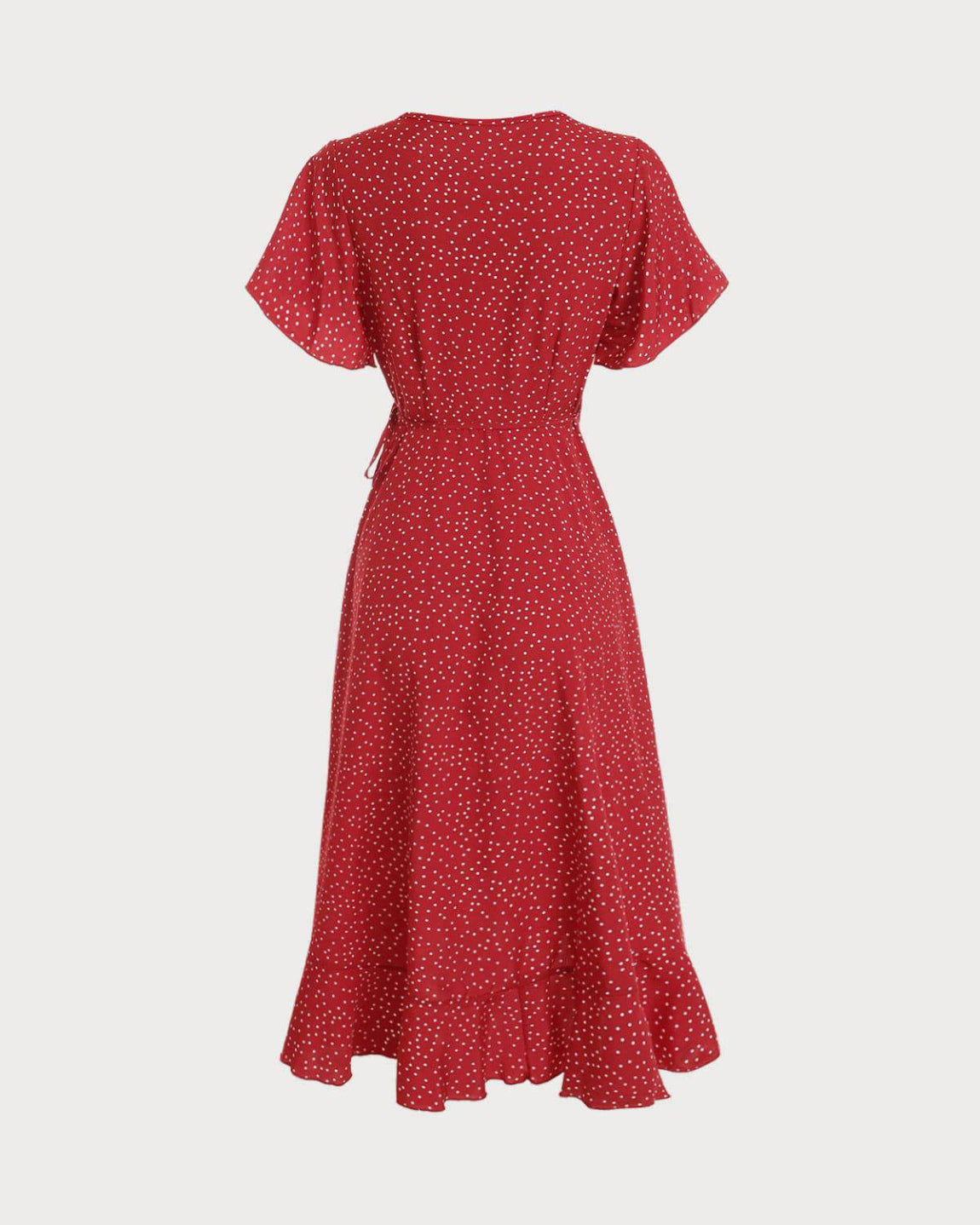 Polka Dot Ruffle Wrap Dress for Women