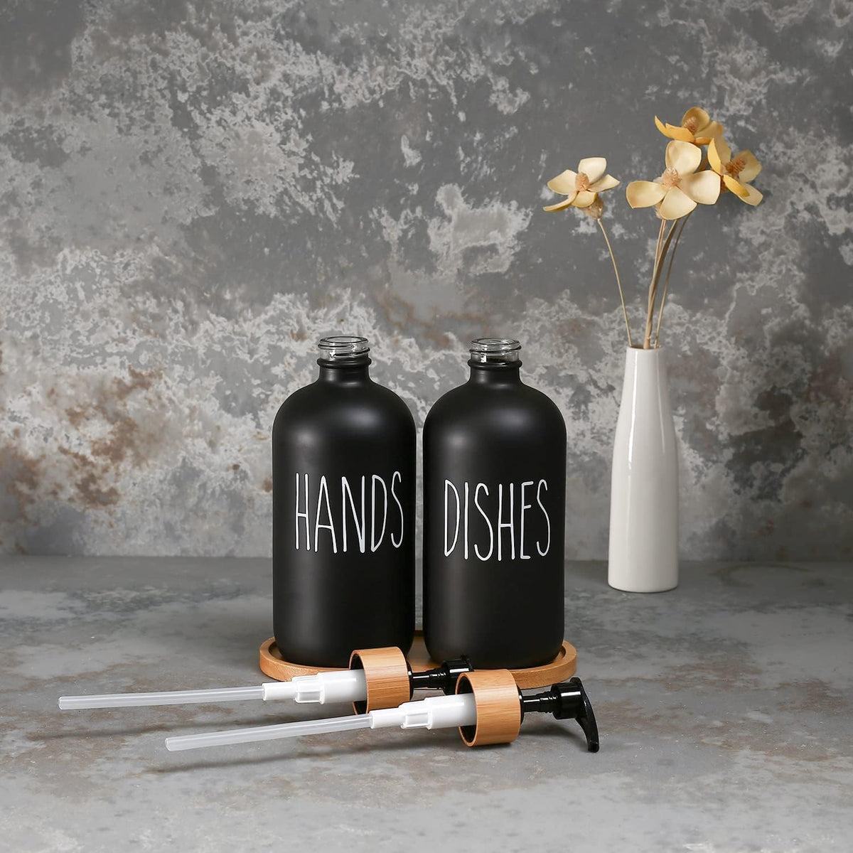 Hands & Dishes Soap Dispenser Set with Tray