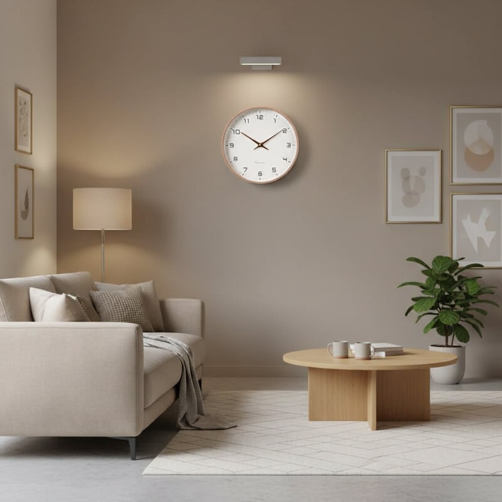 Silent Minimalist Wood Wall Clock for Living Room