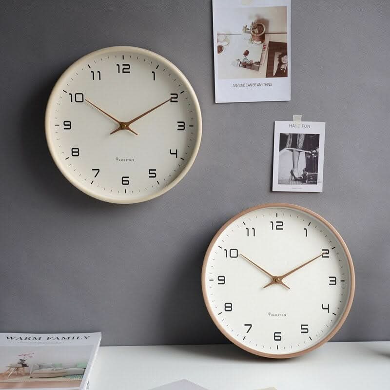 Silent Minimalist Wood Wall Clock for Living Room